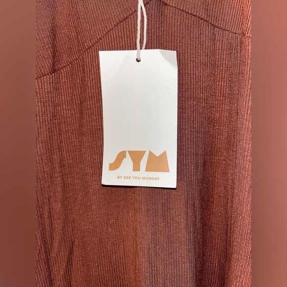 Elegant Terracotta Halter Maxi Dress Ribbed Knit Summer Beach Boho Chic 
F59 - Picture 4 of 13